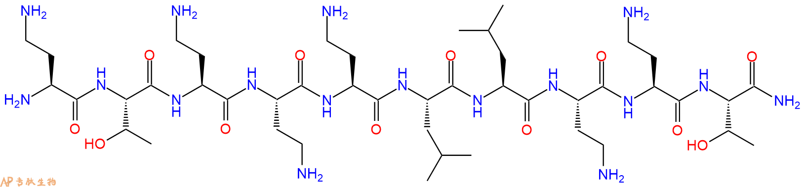 专肽生物产品H2N-Dab-Thr-Dab-Dab-Dab-Leu-Leu-Dab-Dab-Thr-CONH2