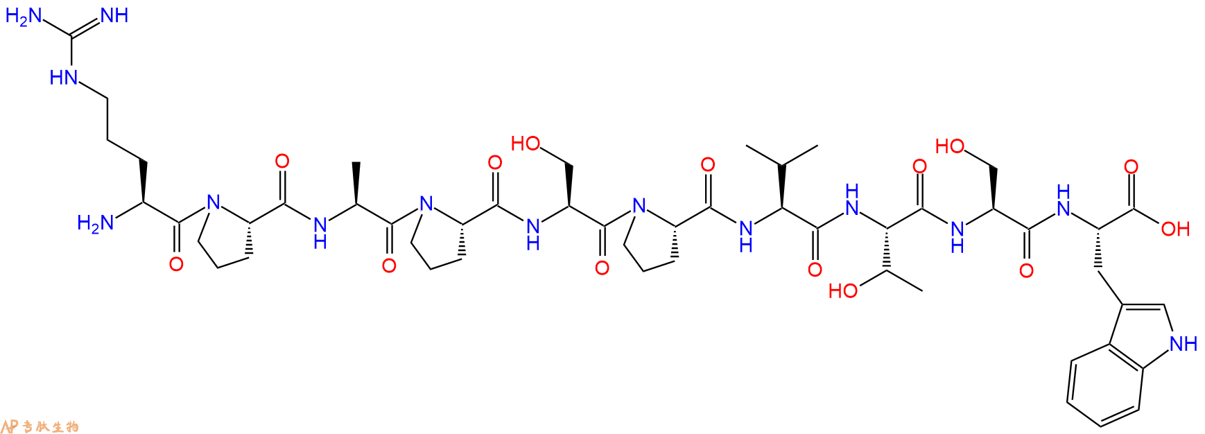 专肽生物产品H2N-Arg-Pro-Ala-Pro-Ser-Pro-Val-Thr-Ser-Trp-OH