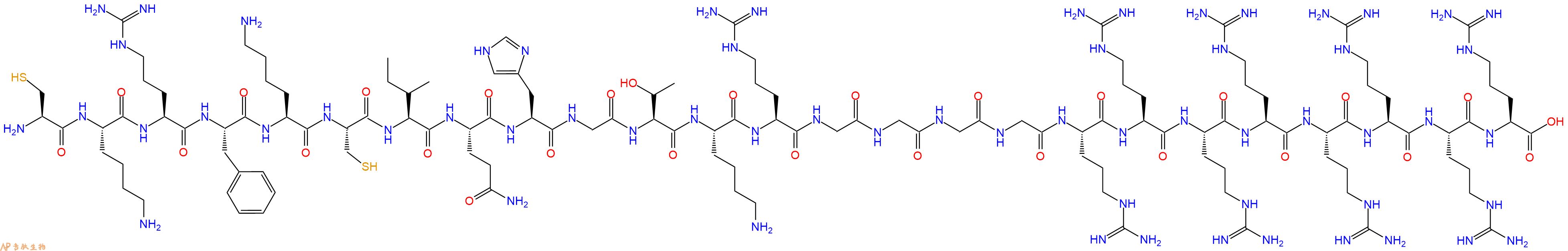 专肽生物产品H2N-Cys-Lys-Arg-Phe-Lys-Cys-Ile-Gln-His-Gly-Thr-Lys-Arg-Gly-Gly-Gly-Gly-Arg-Arg-Arg-Arg-Arg-Arg-Arg-Arg-OH