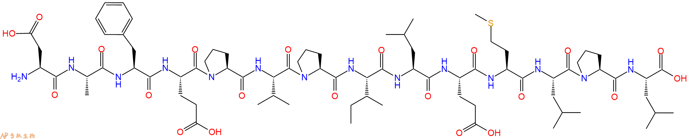 专肽生物产品H2N-Asp-Ala-Phe-Glu-Pro-Val-Pro-Ile-Leu-Glu-Met-Leu-Pro-Leu-OH