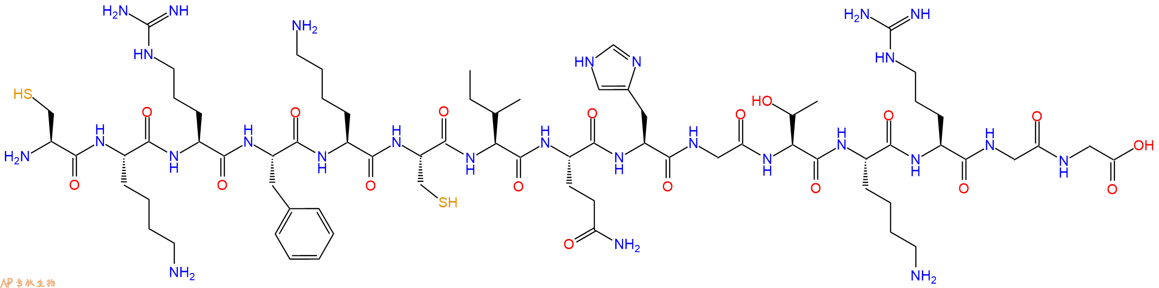 专肽生物产品H2N-Cys-Lys-Arg-Phe-Lys-Cys-Ile-Gln-His-Gly-Thr-Lys-Arg-Gly-Gly-OH