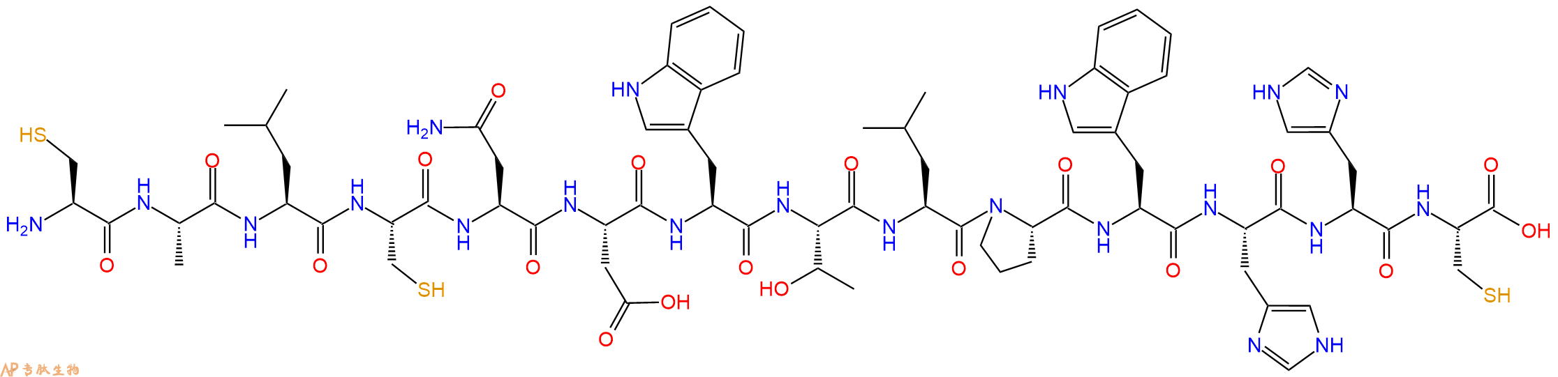 专肽生物产品H2N-Cys-Ala-Leu-Cys-Asn-Asp-Trp-Thr-Leu-Pro-Trp-His-His-Cys-OH