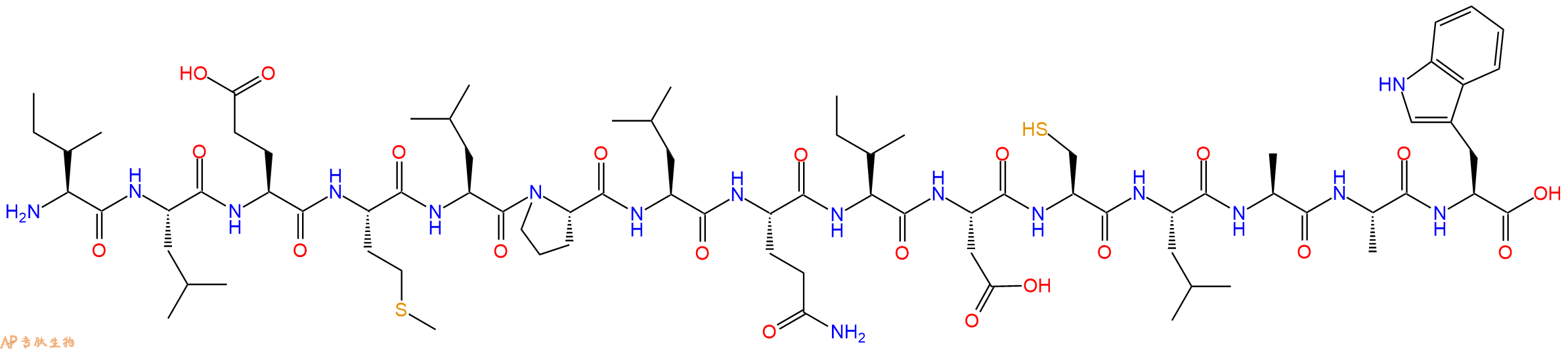 专肽生物产品H2N-Ile-Leu-Glu-Met-Leu-Pro-Leu-Gln-Ile-Asp-Cys-Leu-Ala-Ala-Trp-OH