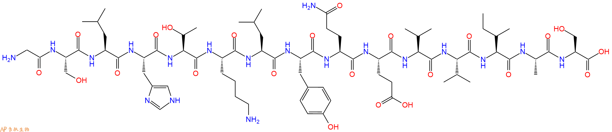 专肽生物产品H2N-Gly-Ser-Leu-His-Thr-Lys-Leu-Tyr-Gln-Glu-Val-Val-Ile-Ala-Ser-OH