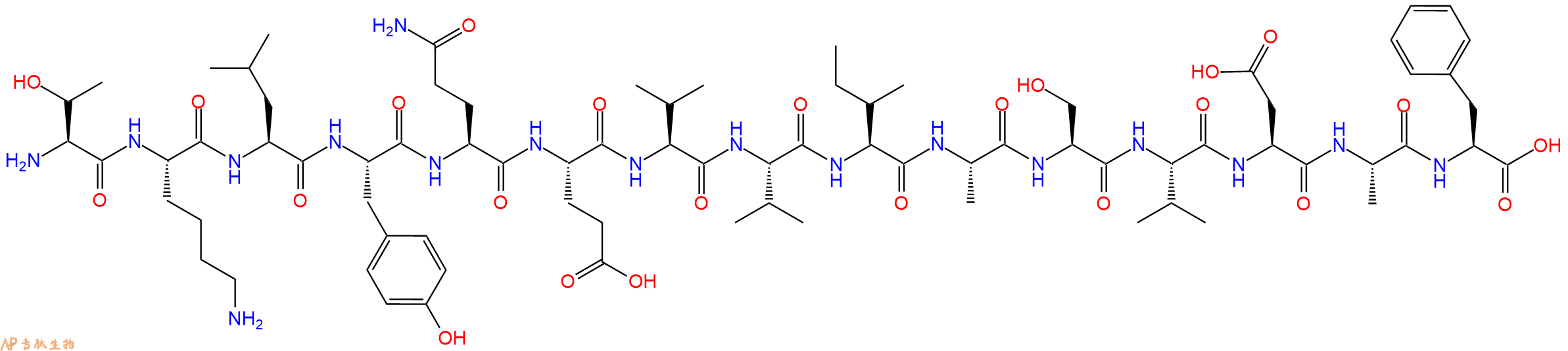 专肽生物产品H2N-Thr-Lys-Leu-Tyr-Gln-Glu-Val-Val-Ile-Ala-Ser-Val-Asp-Ala-Phe-OH