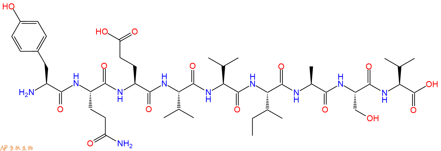 专肽生物产品H2N-Tyr-Gln-Glu-Val-Val-Ile-Ala-Ser-Val-OH