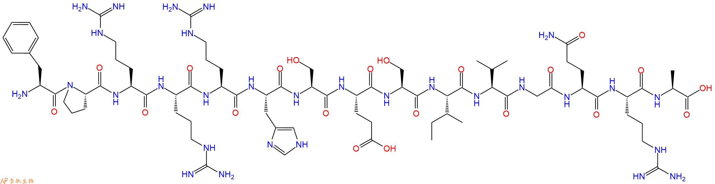 专肽生物产品H2N-Phe-Pro-Arg-Arg-Arg-His-Ser-Glu-Ser-Ile-Val-Gly-Gln-Arg-Ala-OH