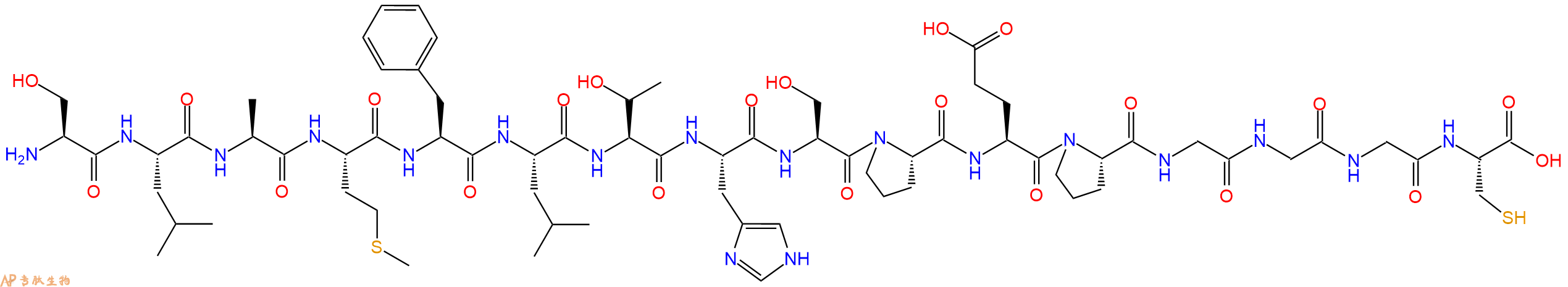 专肽生物产品H2N-Ser-Leu-Ala-Met-Phe-Leu-Thr-His-Ser-Pro-Glu-Pro-Gly-Gly-Gly-Cys-OH