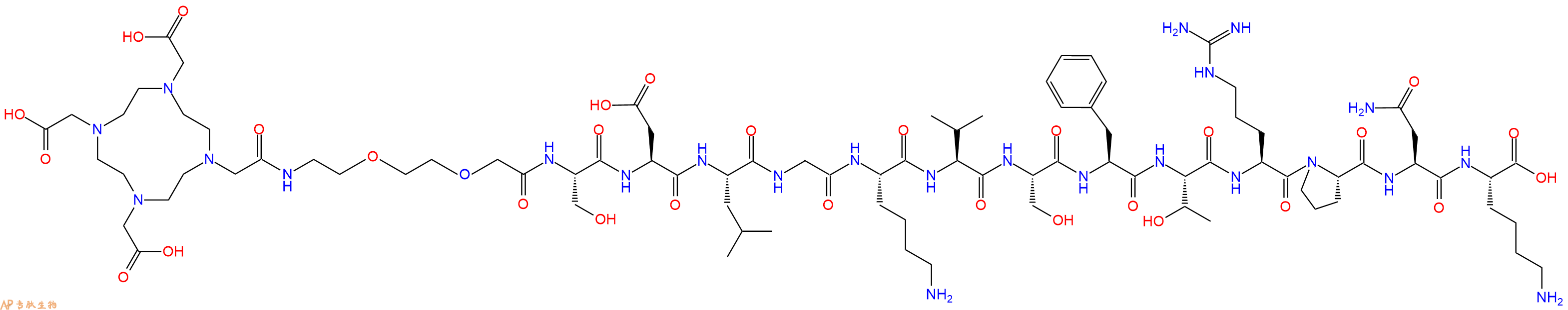 专肽生物产品DOTA-PEG2-Ser-Asp-Leu-Gly-Lys-Val-Ser-Phe-Thr-Arg-Pro-Asn-Lys