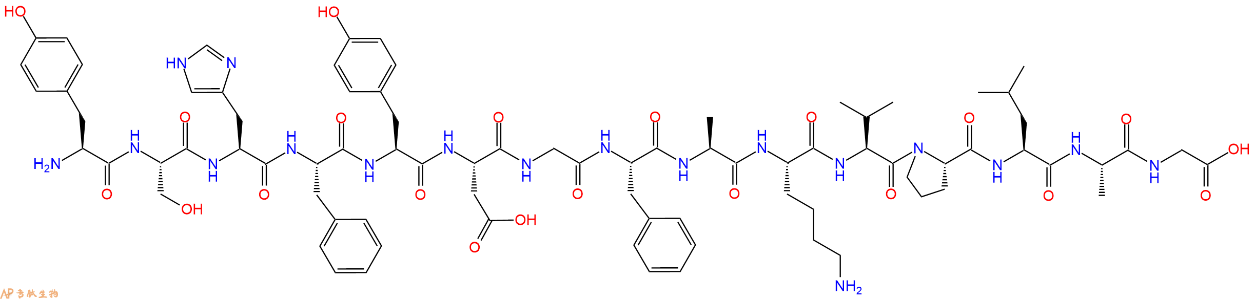 专肽生物产品H2N-Tyr-Ser-His-Phe-Tyr-Asp-Gly-Phe-Ala-Lys-Val-Pro-Leu-Ala-Gly-OH