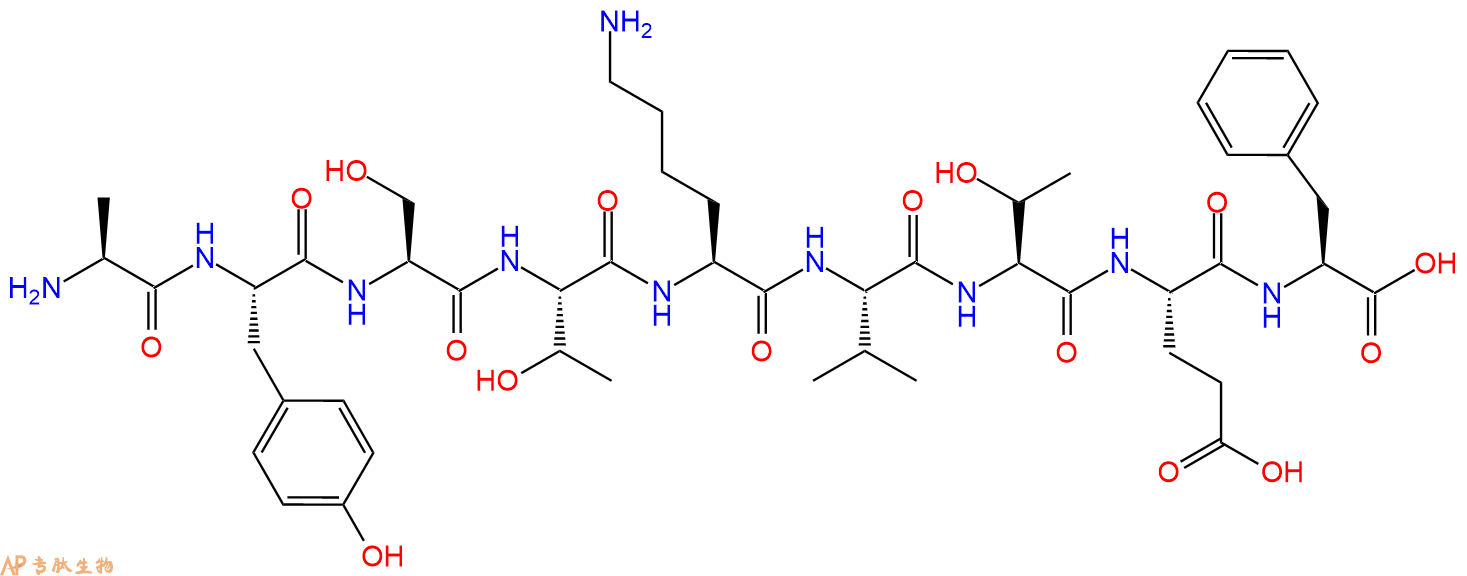 专肽生物产品H2N-Ala-Tyr-Ser-Thr-Lys-Val-Thr-Glu-Phe-OH