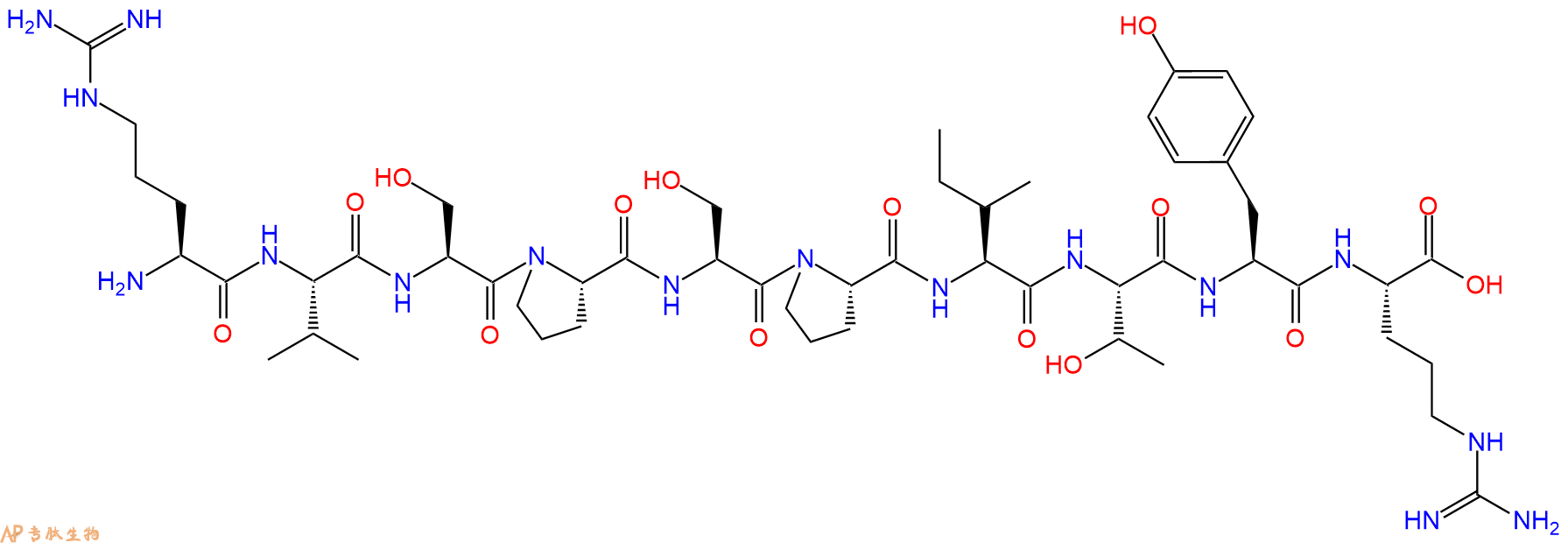 专肽生物产品H2N-Arg-Val-Ser-Pro-Ser-Pro-Ile-Thr-Tyr-Arg-OH