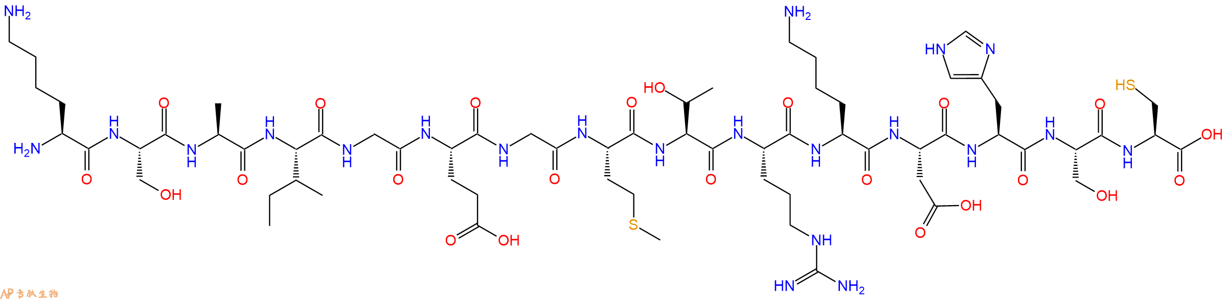 专肽生物产品H2N-Lys-Ser-Ala-Ile-Gly-Glu-Gly-Met-Thr-Arg-Lys-Asp-His-Ser-Cys-OH