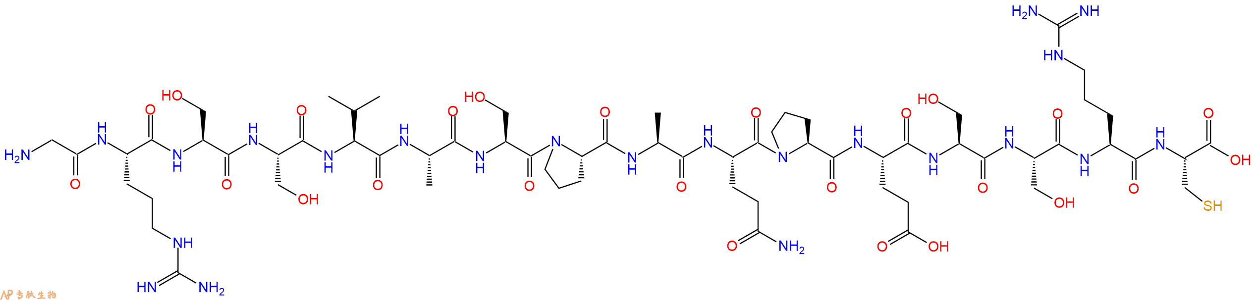 专肽生物产品H2N-Gly-Arg-Ser-Ser-Val-Ala-Ser-Pro-Ala-Gln-Pro-Glu-Ser-Ser-Arg-Cys-OH