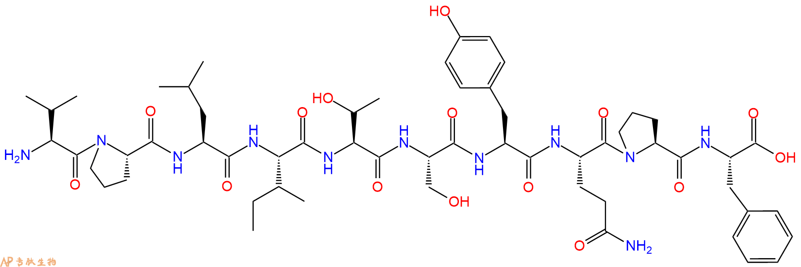 专肽生物产品H2N-Val-Pro-Leu-Ile-Thr-Ser-Tyr-Gln-Pro-Phe-OH