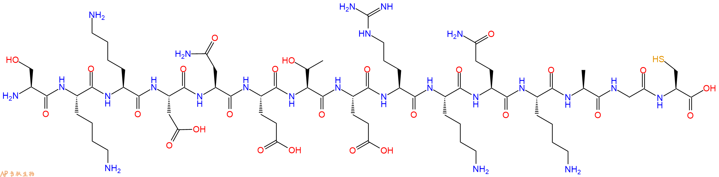 专肽生物产品H2N-Ser-Lys-Lys-Asp-Asn-Glu-Thr-Glu-Arg-Lys-Gln-Lys-Ala-Gly-Cys-OH