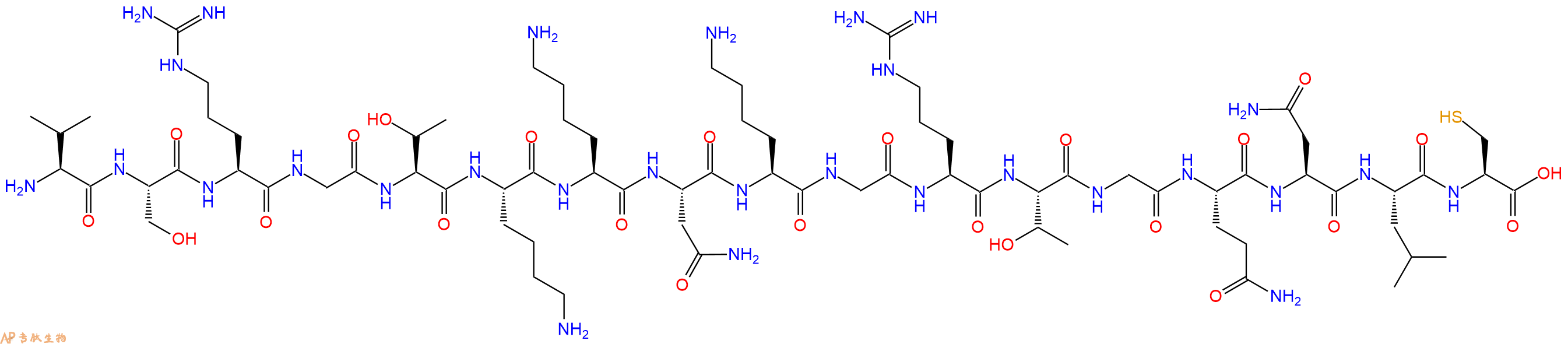 专肽生物产品H2N-Val-Ser-Arg-Gly-Thr-Lys-Lys-Asn-Lys-Gly-Arg-Thr-Gly-Gln-Asn-Leu-Cys-OH