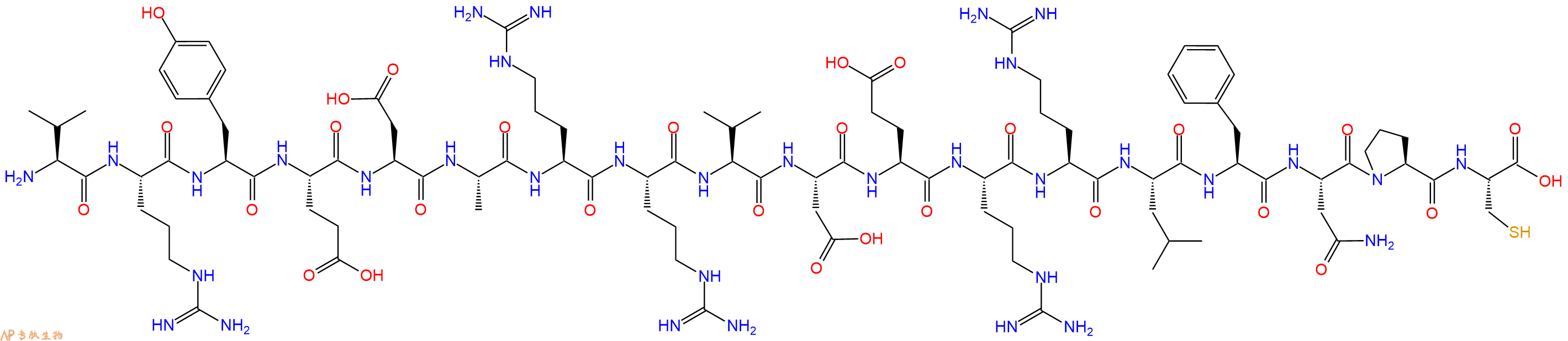 专肽生物产品H2N-Val-Arg-Tyr-Glu-Asp-Ala-Arg-Arg-Val-Asp-Glu-Arg-Arg-Leu-Phe-Asn-Pro-Cys-OH