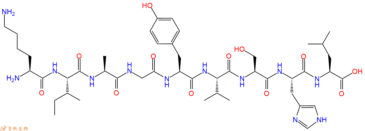 专肽生物产品H2N-Lys-Ile-Ala-Gly-Tyr-Val-Ser-His-Leu-OH