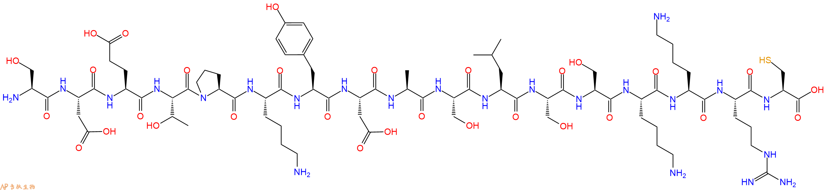 专肽生物产品H2N-Ser-Asp-Glu-Thr-Pro-Lys-Tyr-Asp-Ala-Ser-Leu-Ser-Ser-Lys-Lys-Arg-Cys-OH