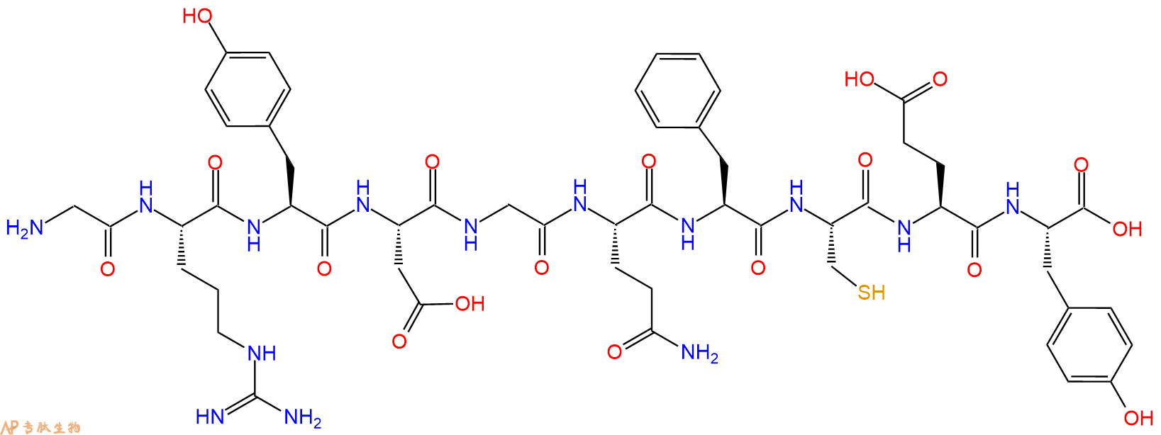专肽生物产品H2N-Gly-Arg-Tyr-Asp-Gly-Gln-Phe-Cys-Glu-Tyr-OH