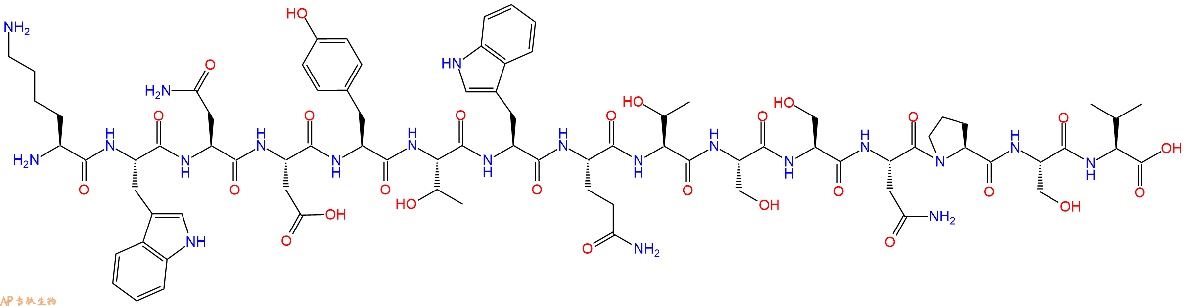 专肽生物产品H2N-Lys-Trp-Asn-Asp-Tyr-Thr-Trp-Gln-Thr-Ser-Ser-Asn-Pro-Ser-Val-OH