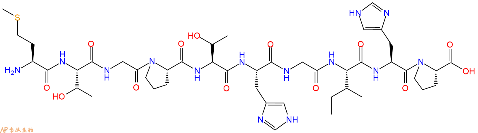 专肽生物产品H2N-Met-Thr-Gly-Pro-Thr-His-Gly-Ile-His-Pro-OH