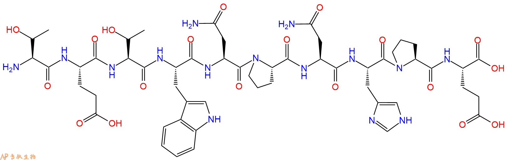 专肽生物产品H2N-Thr-Glu-Thr-Trp-Asn-Pro-Asn-His-Pro-Glu-OH