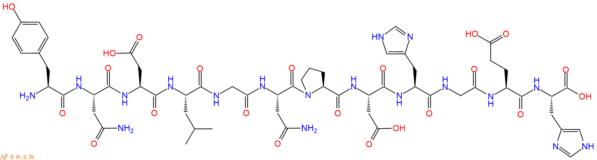 专肽生物产品H2N-Tyr-Asn-Asp-Leu-Gly-Asn-Pro-Asp-His-Gly-Glu-His-OH
