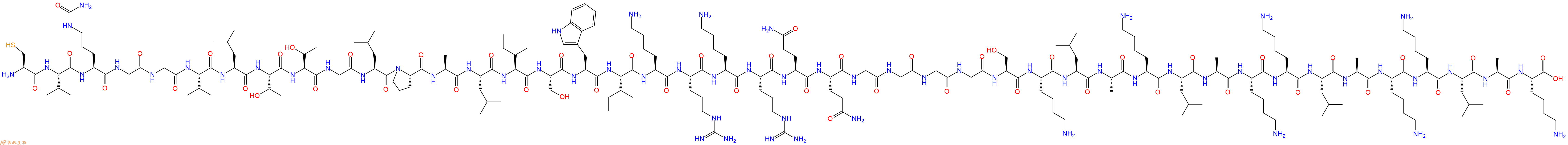 专肽生物产品H2N-Cys-Val-Cit-Gly-Gly-Val-Leu-Thr-Thr-Gly-Leu-Pro-Ala-Leu-Ile-Ser-Trp-Ile-Lys-Arg-Lys-Arg-Gln-Gln-Gly-Gly-Gly-Gly-Ser-Lys-Leu-Ala-Lys-Leu-Ala-Lys-Lys-Leu-Ala-Lys-Lys-Leu-Ala-Lys-OH