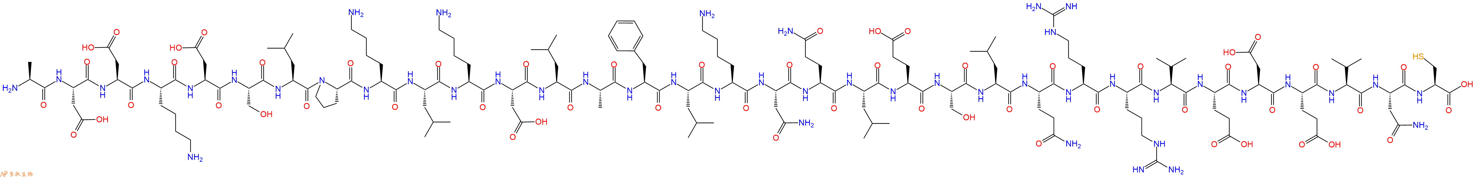 专肽生物产品H2N-Ala-Asp-Asp-Lys-Asp-Ser-Leu-Pro-Lys-Leu-Lys-Asp-Leu-Ala-Phe-Leu-Lys-Asn-Gln-Leu-Glu-Ser-Leu-Gln-Arg-Arg-Val-Glu-Asp-Glu-Val-Asn-Cys-OH