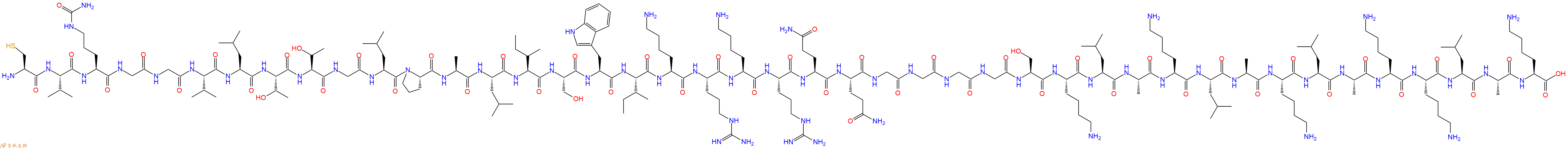 专肽生物产品H2N-Cys-Val-Cit-Gly-Gly-Val-Leu-Thr-Thr-Gly-Leu-Pro-Ala-Leu-Ile-Ser-Trp-Ile-Lys-Arg-Lys-Arg-Gln-Gln-Gly-Gly-Gly-Gly-Ser-Lys-Leu-Ala-Lys-Leu-Ala-Lys-Leu-Ala-Lys-Lys-Leu-Ala-Lys-OH