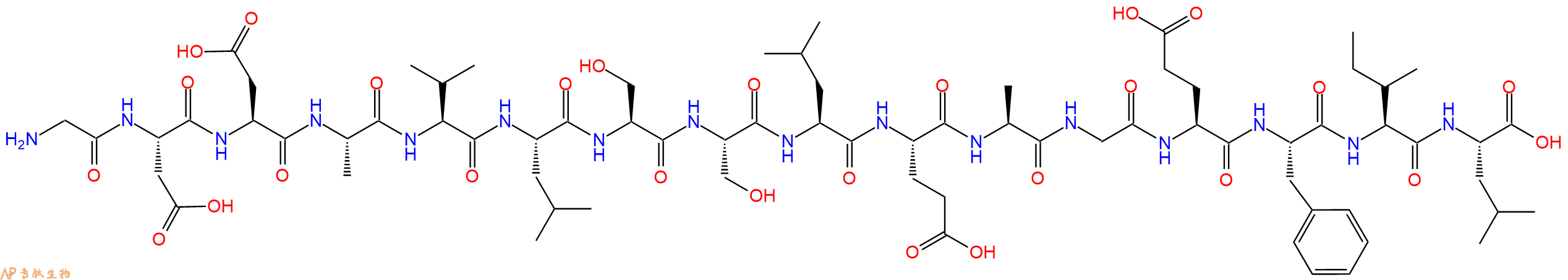 专肽生物产品H2N-Gly-Asp-Asp-Ala-Val-Leu-Ser-Ser-Leu-Glu-Ala-Gly-Glu-Phe-Ile-Leu-OH