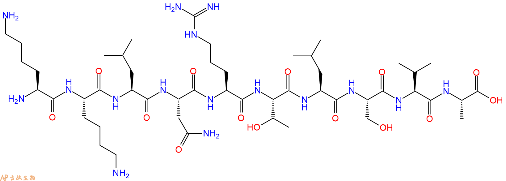 专肽生物产品H2N-Lys-Lys-Leu-Asn-Arg-Thr-Leu-Ser-Val-Ala-OH