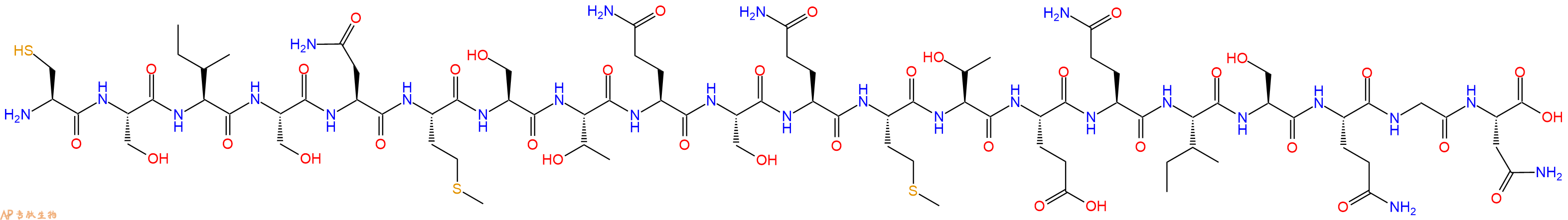 专肽生物产品H2N-Cys-Ser-Ile-Ser-Asn-Met-Ser-Thr-Gln-Ser-Gln-Met-Thr-Glu-Gln-Ile-Ser-Gln-Gly-Asn-OH
