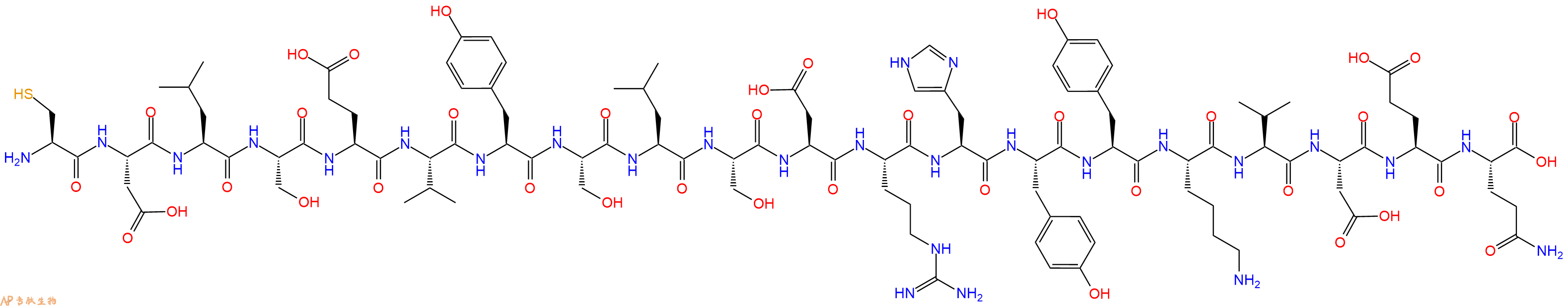 专肽生物产品H2N-Cys-Asp-Leu-Ser-Glu-Val-Tyr-Ser-Leu-Ser-Asp-Arg-His-Tyr-Tyr-Lys-Val-Asp-Glu-Gln-OH