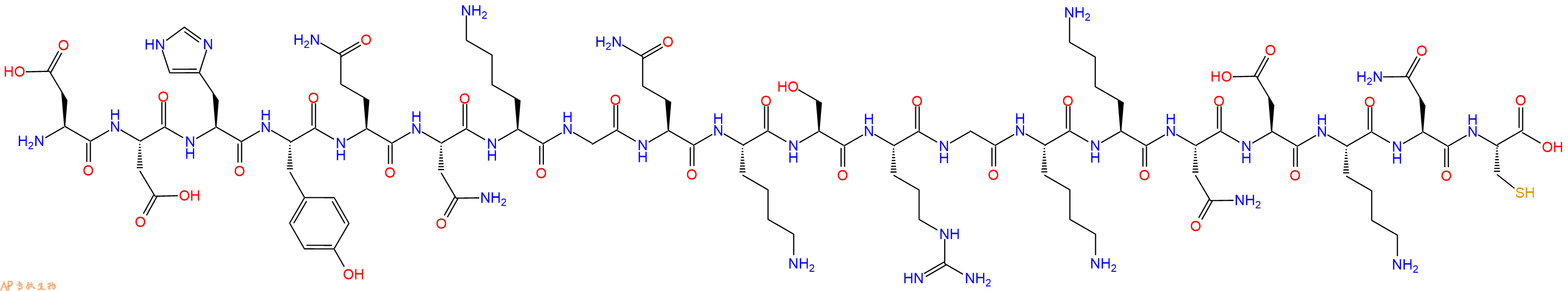 专肽生物产品H2N-Asp-Asp-His-Tyr-Gln-Asn-Lys-Gly-Gln-Lys-Ser-Arg-Gly-Lys-Lys-Asn-Asp-Lys-Asn-Cys-OH