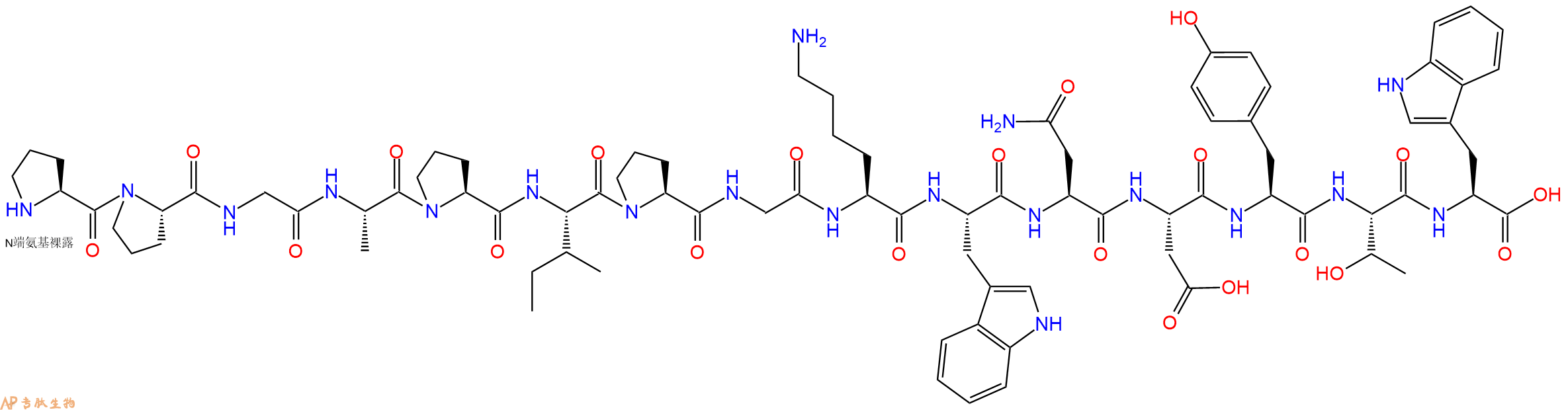 专肽生物产品H2N-Pro-Pro-Gly-Ala-Pro-Ile-Pro-Gly-Lys-Trp-Asn-Asp-Tyr-Thr-Trp-OH