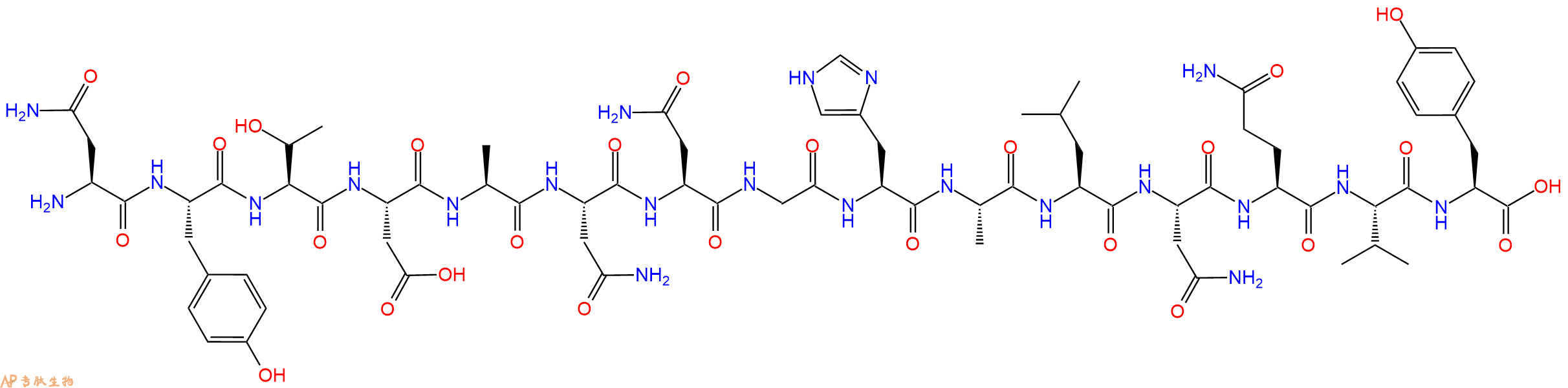 专肽生物产品H2N-Asn-Tyr-Thr-Asp-Ala-Asn-Asn-Gly-His-Ala-Leu-Asn-Gln-Val-Tyr-OH