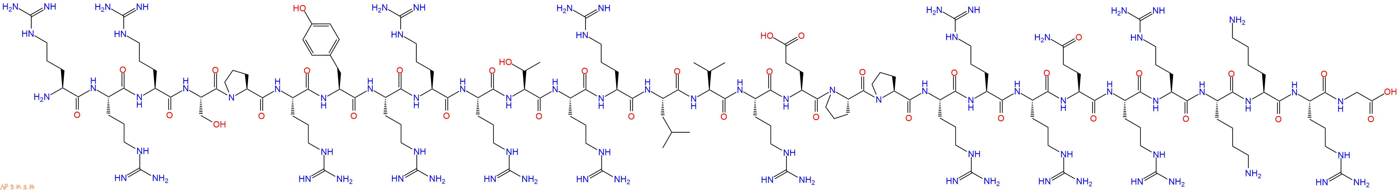 专肽生物产品H2N-Arg-Arg-Arg-Ser-Pro-Arg-Tyr-Arg-Arg-Arg-Thr-Arg-Arg-Leu-Val-Arg-Glu-Pro-Pro-Arg-Arg-Arg-Gln-Arg-Arg-Lys-Lys-Arg-Gly-OH