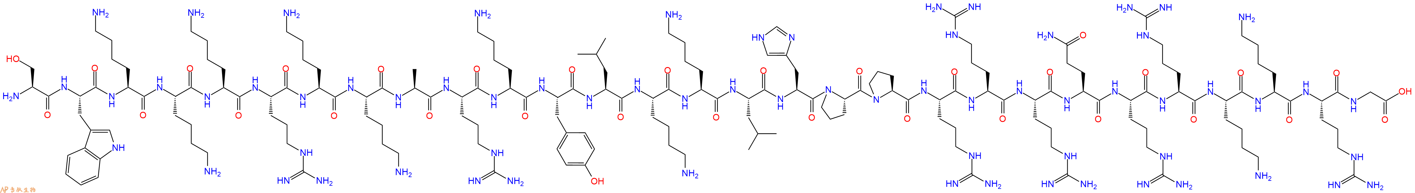 专肽生物产品H2N-Ser-Trp-Lys-Lys-Lys-Arg-Lys-Lys-Ala-Arg-Lys-Tyr-Leu-Lys-Lys-Leu-His-Pro-Pro-Arg-Arg-Arg-Gln-Arg-Arg-Lys-Lys-Arg-Gly-OH