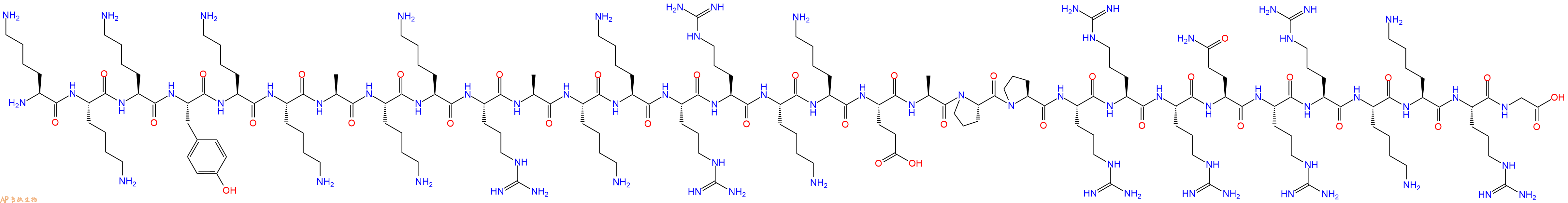 专肽生物产品H2N-Lys-Lys-Lys-Tyr-Lys-Lys-Ala-Lys-Lys-Arg-Ala-Lys-Lys-Arg-Arg-Lys-Lys-Glu-Ala-Pro-Pro-Arg-Arg-Arg-Gln-Arg-Arg-Lys-Lys-Arg-Gly-OH