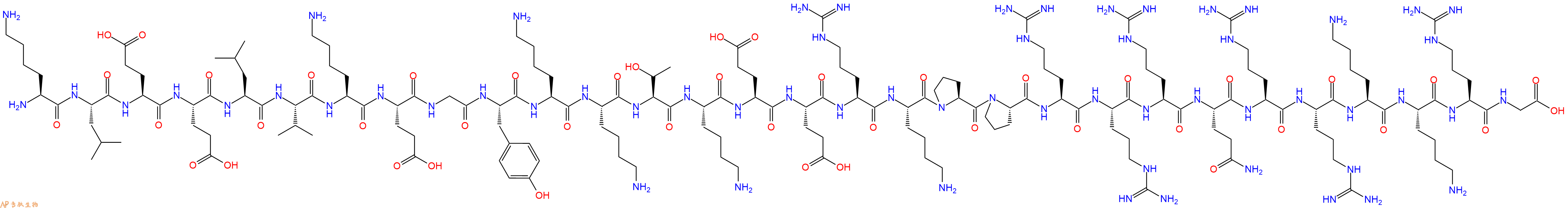 专肽生物产品H2N-Lys-Leu-Glu-Glu-Leu-Val-Lys-Glu-Gly-Tyr-Lys-Lys-Thr-Lys-Glu-Glu-Arg-Lys-Pro-Pro-Arg-Arg-Arg-Gln-Arg-Arg-Lys-Lys-Arg-Gly-OH
