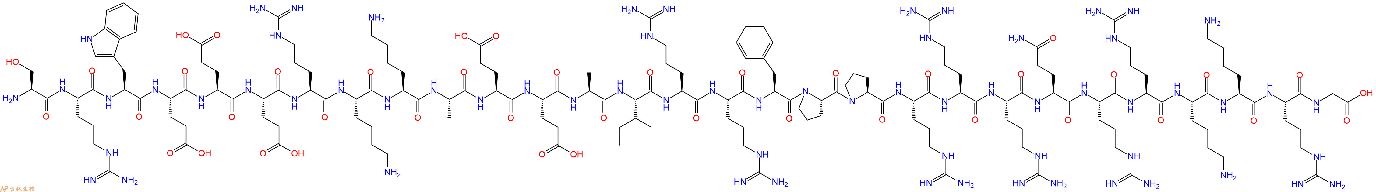 专肽生物产品H2N-Ser-Arg-Trp-Glu-Glu-Glu-Arg-Lys-Lys-Ala-Glu-Glu-Ala-Ile-Arg-Arg-Phe-Pro-Pro-Arg-Arg-Arg-Gln-Arg-Arg-Lys-Lys-Arg-Gly-OH