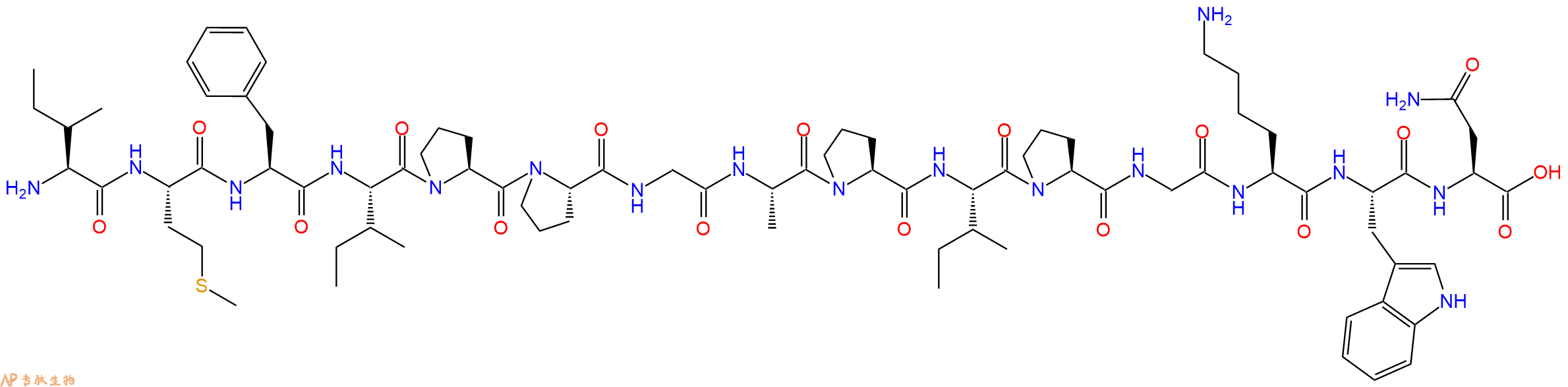 专肽生物产品H2N-Ile-Met-Phe-Ile-Pro-Pro-Gly-Ala-Pro-Ile-Pro-Gly-Lys-Trp-Asn-OH