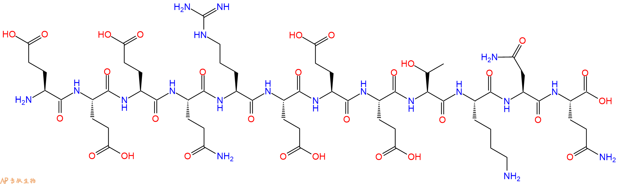 专肽生物产品H2N-Glu-Glu-Glu-Gln-Arg-Glu-Glu-Glu-Thr-Lys-Asn-Gln-OH