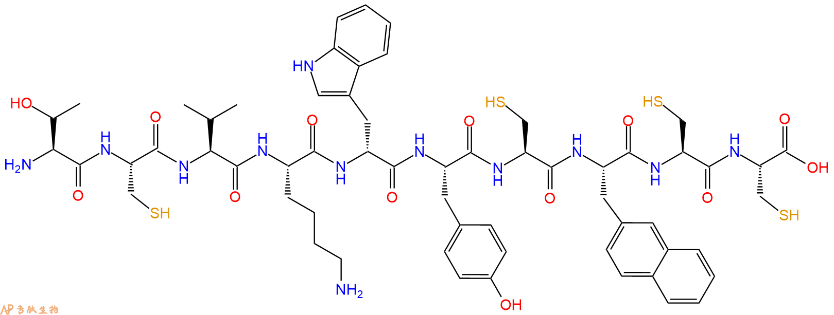 专肽生物产品H2N-Thr-Cys-Val-Lys-DTrp-Tyr-Cys-2Nal-Cys-Cys-OH