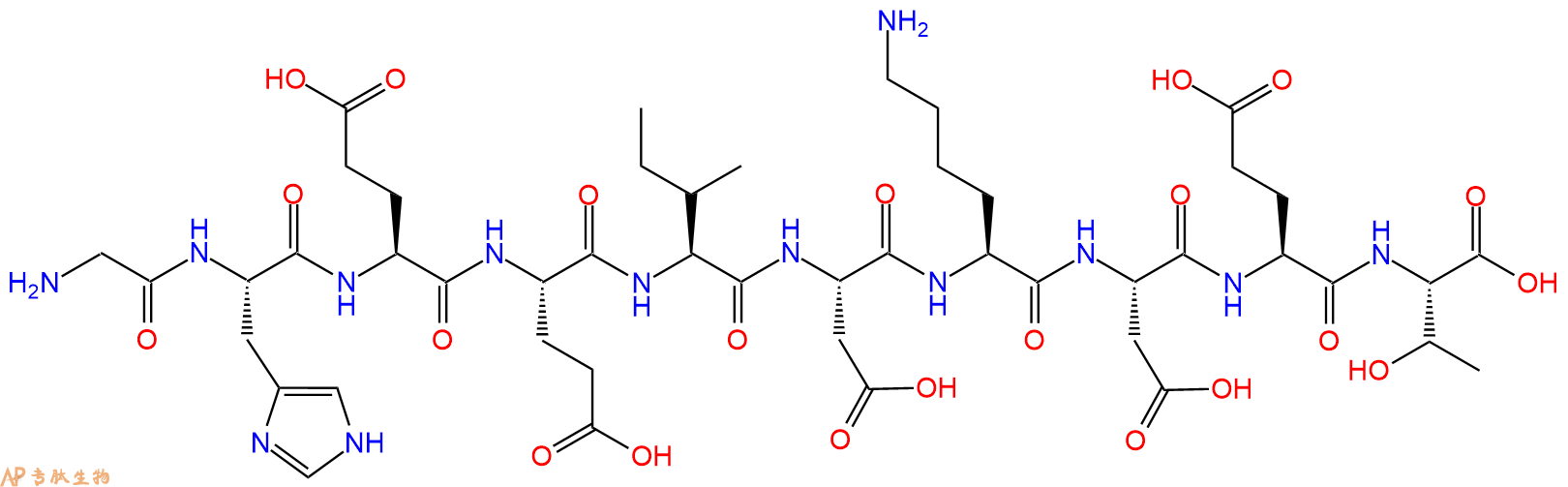专肽生物产品H2N-Gly-His-Glu-Glu-Ile-Asp-Lys-Asp-Glu-Thr-OH