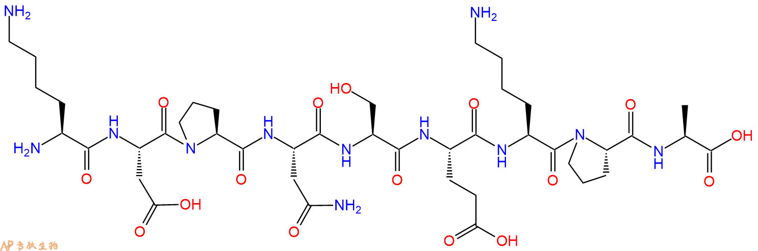 专肽生物产品H2N-Lys-Asp-Pro-Asn-Ser-Glu-Lys-Pro-Ala-OH