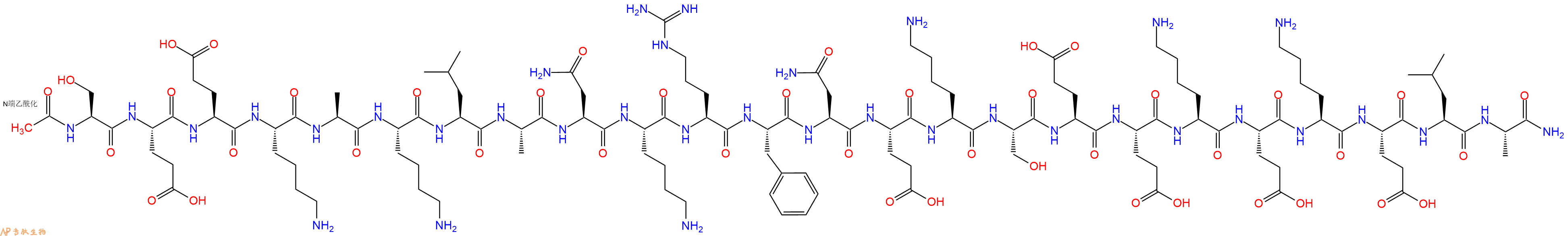 专肽生物产品Ac-Ser-Glu-Glu-Lys-Ala-Lys-Leu-Ala-Asn-Lys-Arg-Phe-Asn-Glu-Lys-Ser-Glu-Glu-Lys-Glu-Lys-Glu-Leu-Ala-CONH2